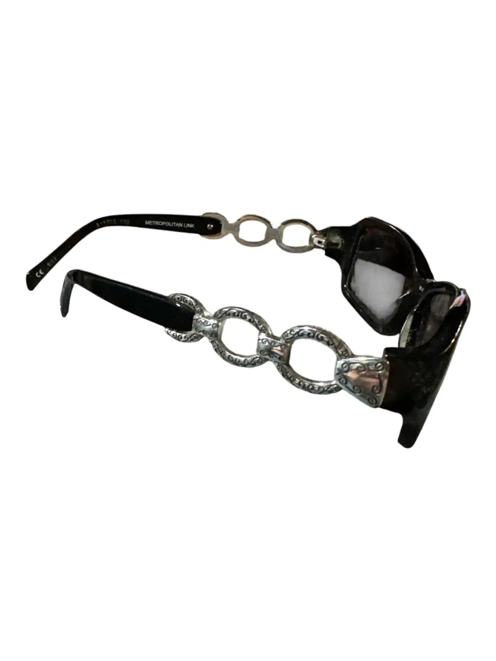 Vintage Retired Brighton “Metropolitan Link”Black Sunglasses w/Dark Lenses & Tin